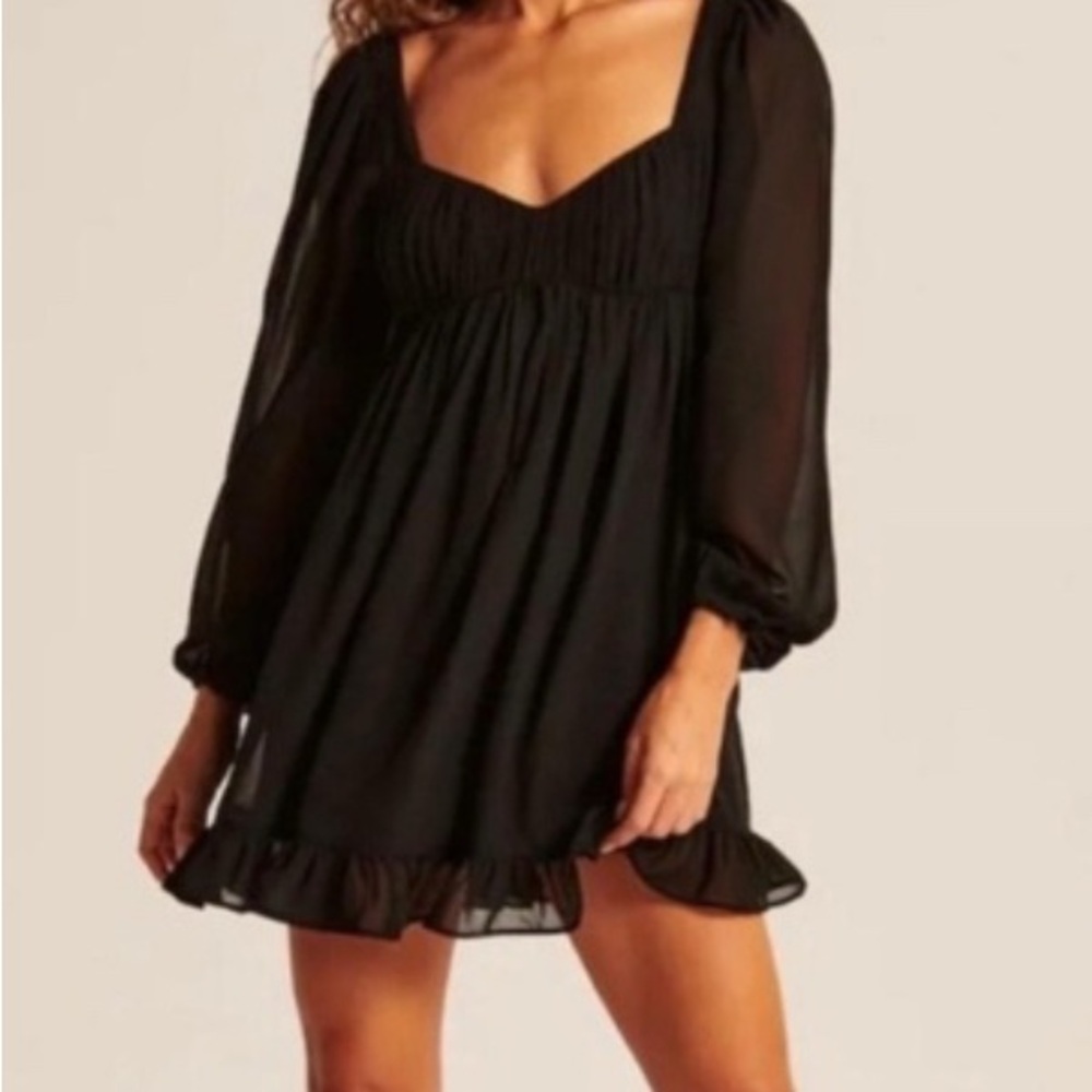Abercrombie & Fitch Black Long Sleeve Empire Waist Dress